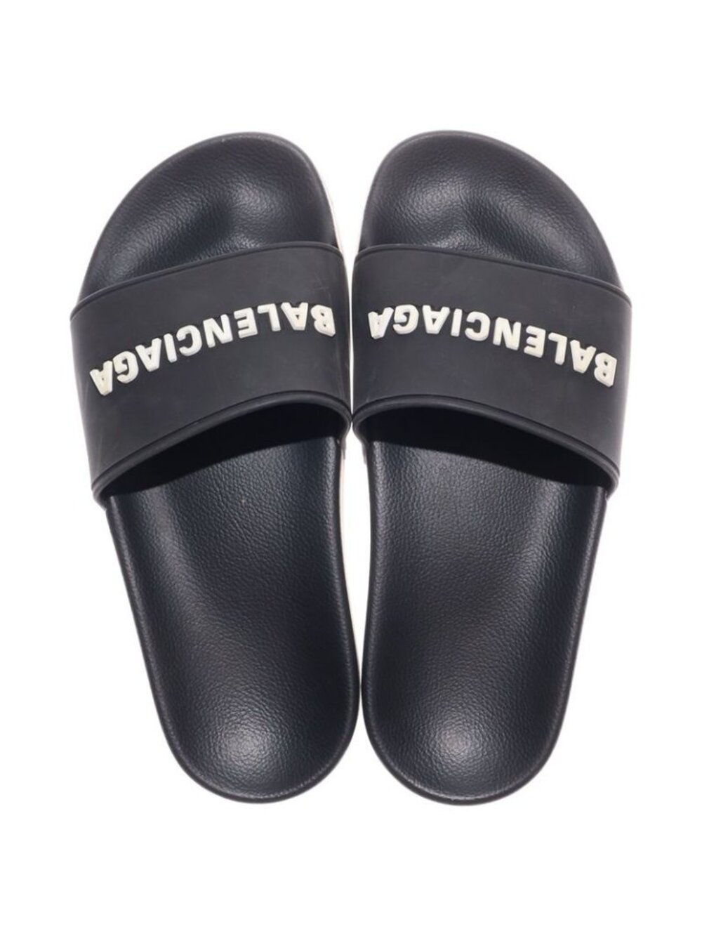 Balenciaga POOL Slides Slide Rubber Logo Flat Shower Sandals Black - Picture 5 of 7